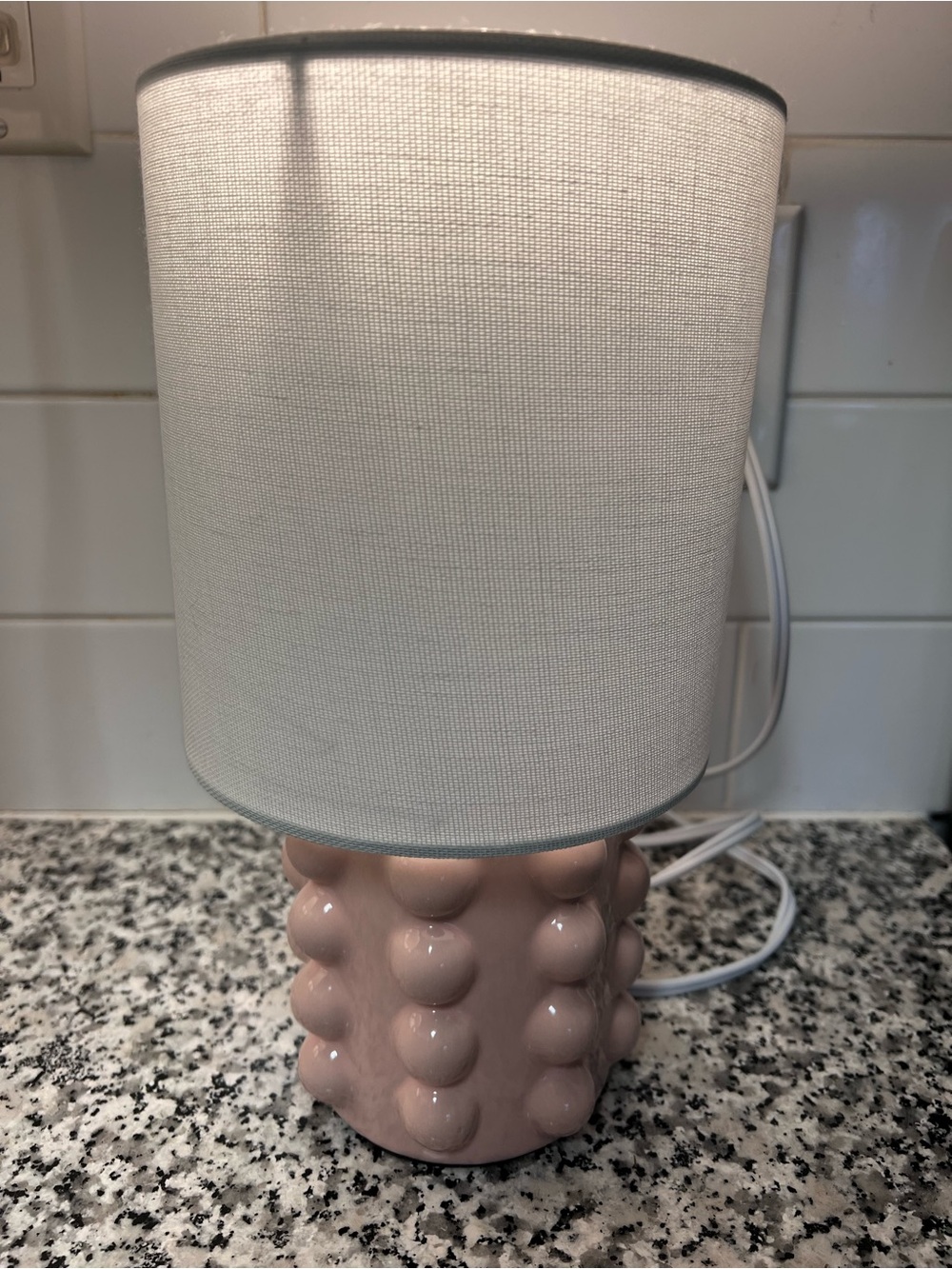 Pink Bubble Ceramic Table Lamp with White Shade